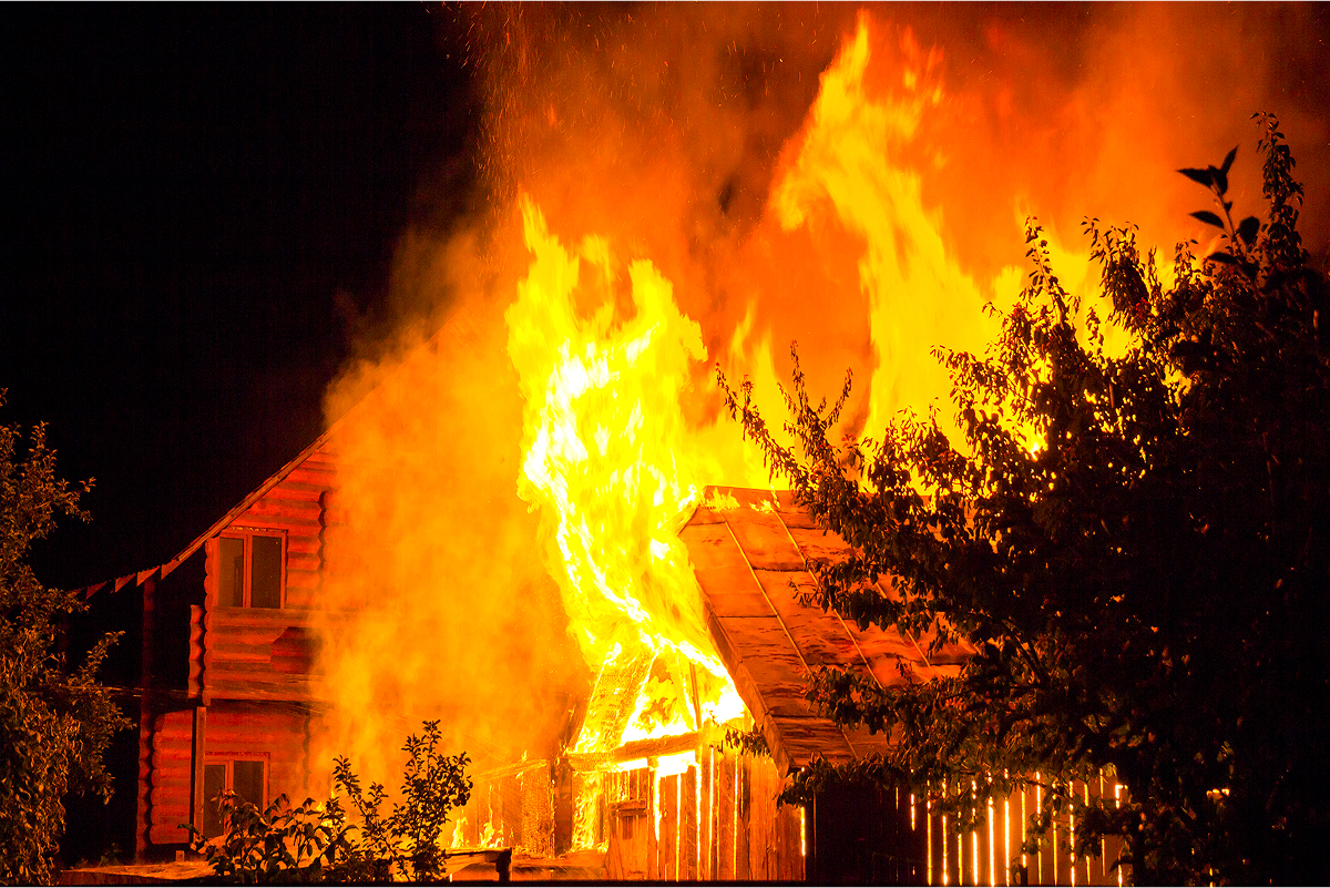 A house on fire