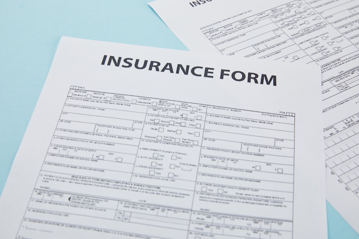 Close up view of an insurance form
